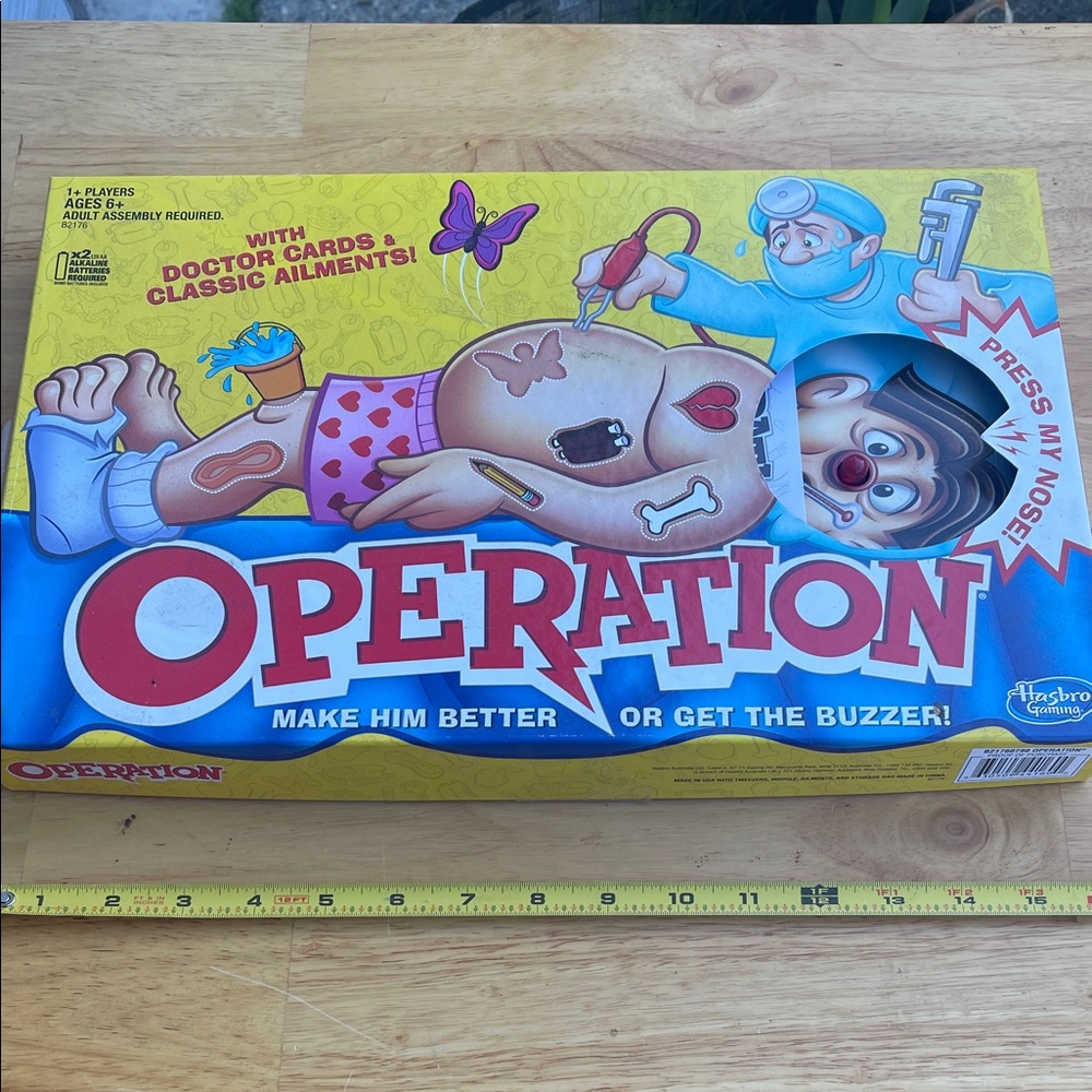 Hasbro Operation Game - Vibrant Red, Blue, and Yellow
